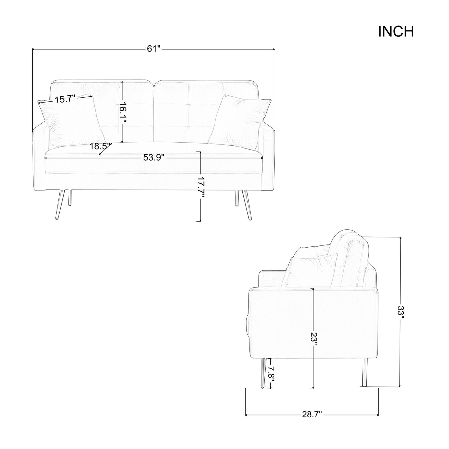 LAST™ Modern Loveseat Couch