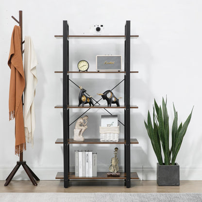 LAST™ 5 Shelf Wood and Metal Bookcase