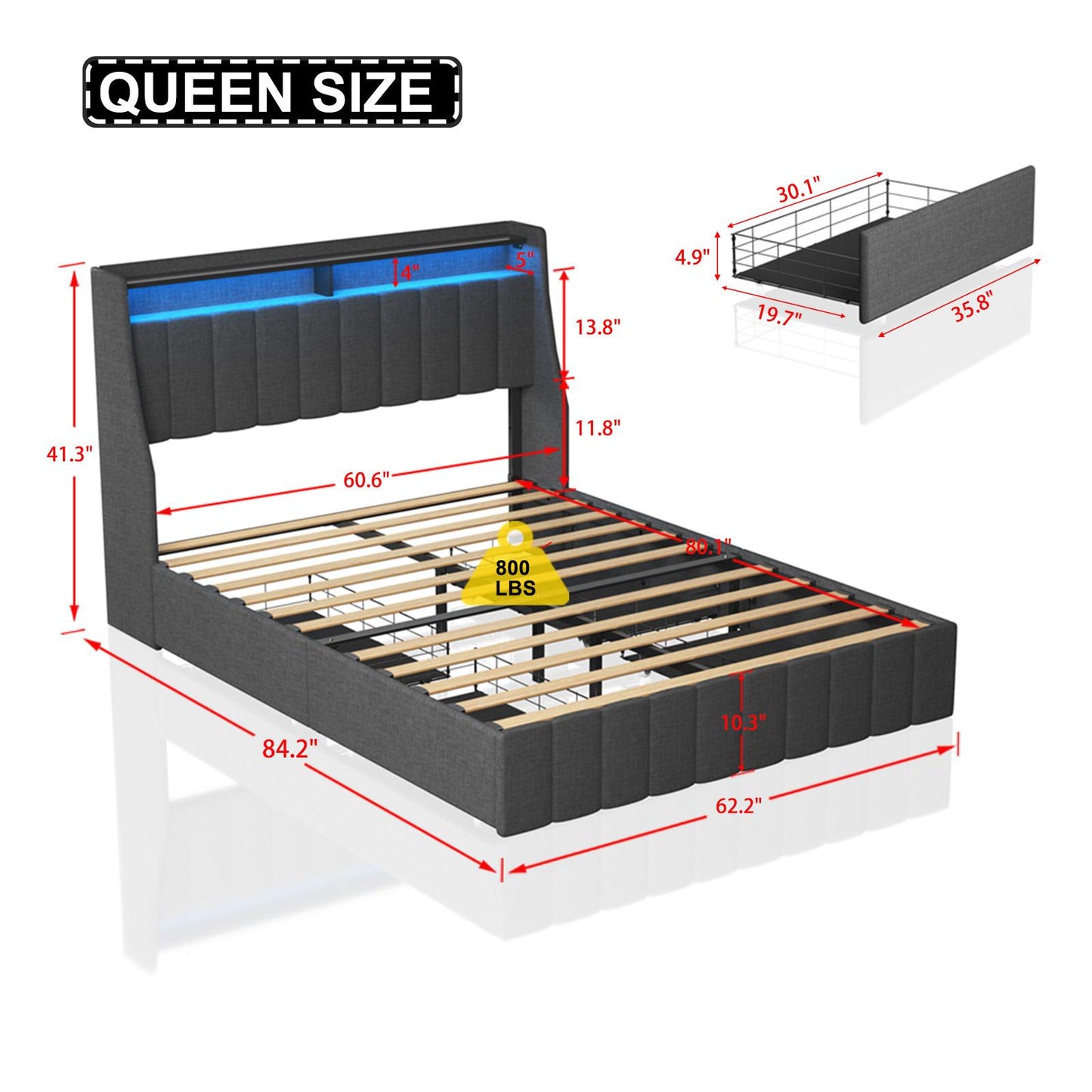 LAST™ Queen Size LED Bed Frame